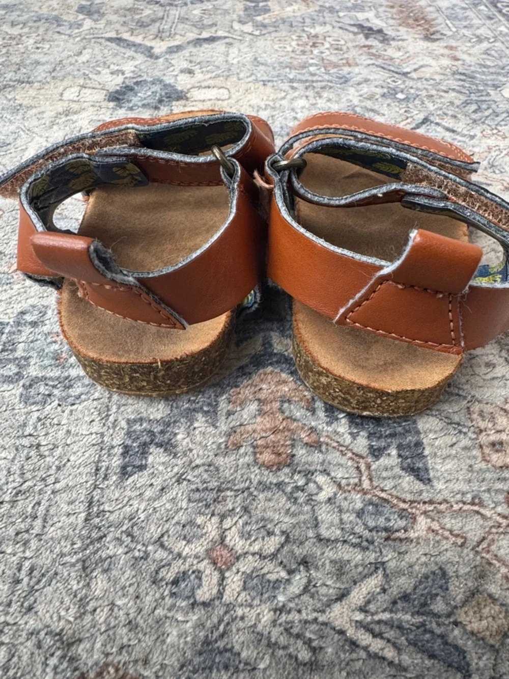 Wonder Nation Toddler Sandals Size 4 Brown Double Strap Shoes